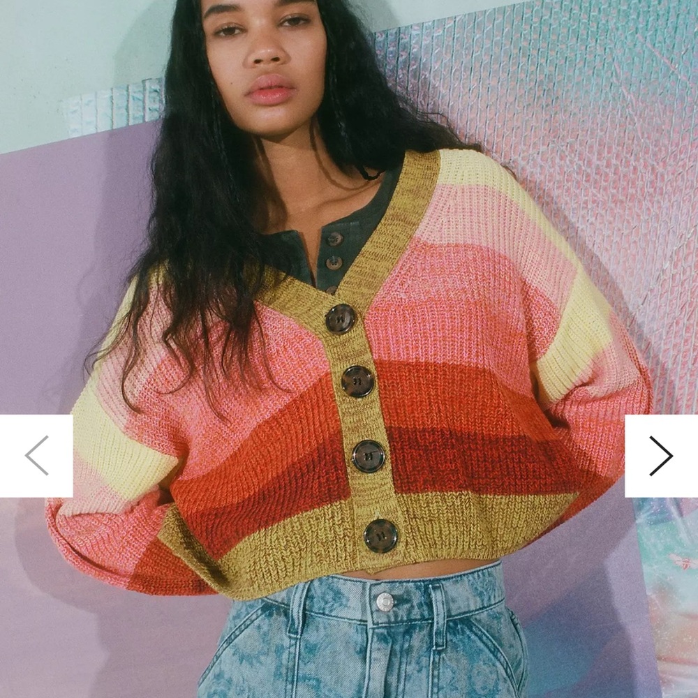 Urban Outfitters Turned Down Cropped Button Down Cardigan